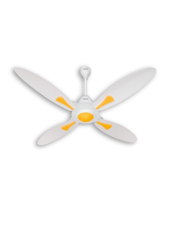 أوشا USHA New Bloom Series Dahlia (Inspired by Dahlia) 4-Blade BLDC Ceiling Fan with Bi-Directional Feature | Sleep/Boost/Timer Modes | RF Remote | Dust-Resistant | Whisper-Quiet (White & Saffron Yellow) - Image 1